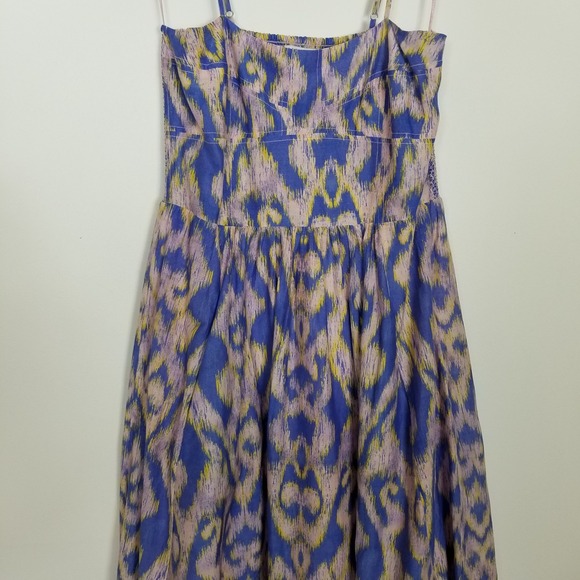 Maria Cher Moreno Maive Printed Midi Dress Women Sz S Blue Summer Boho Beach - Picture 5 of 11